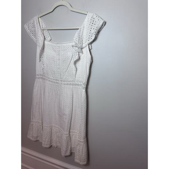 Alice & Olivia White Eyelet Mini Dress Lined Sz 8 - Picture 2 of 9